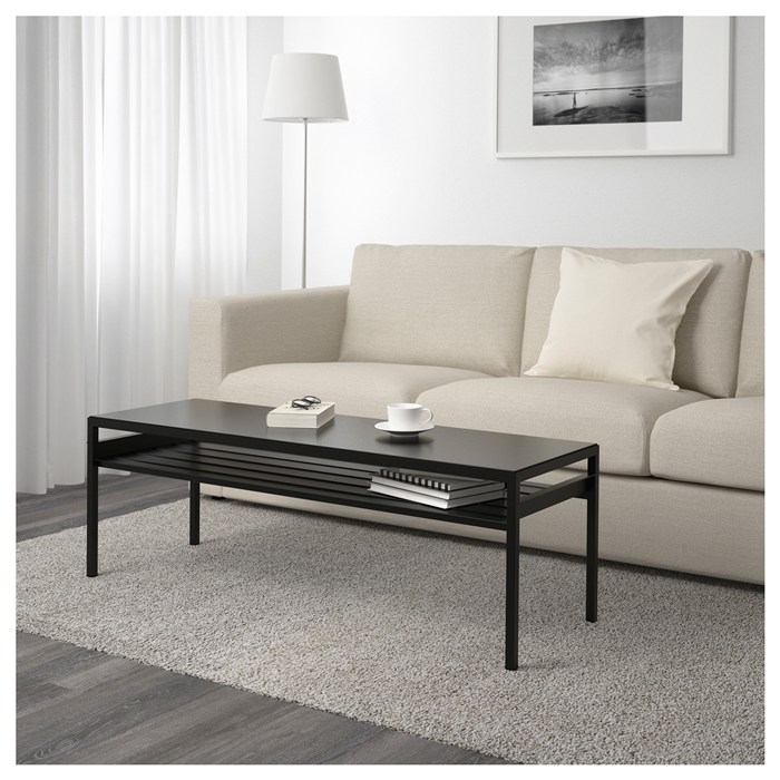 With reversible table top, black/beige