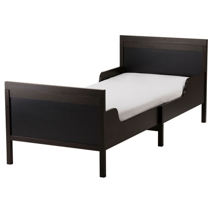 Extanable bed SUNDRISE With slatted bed base, Black-brown