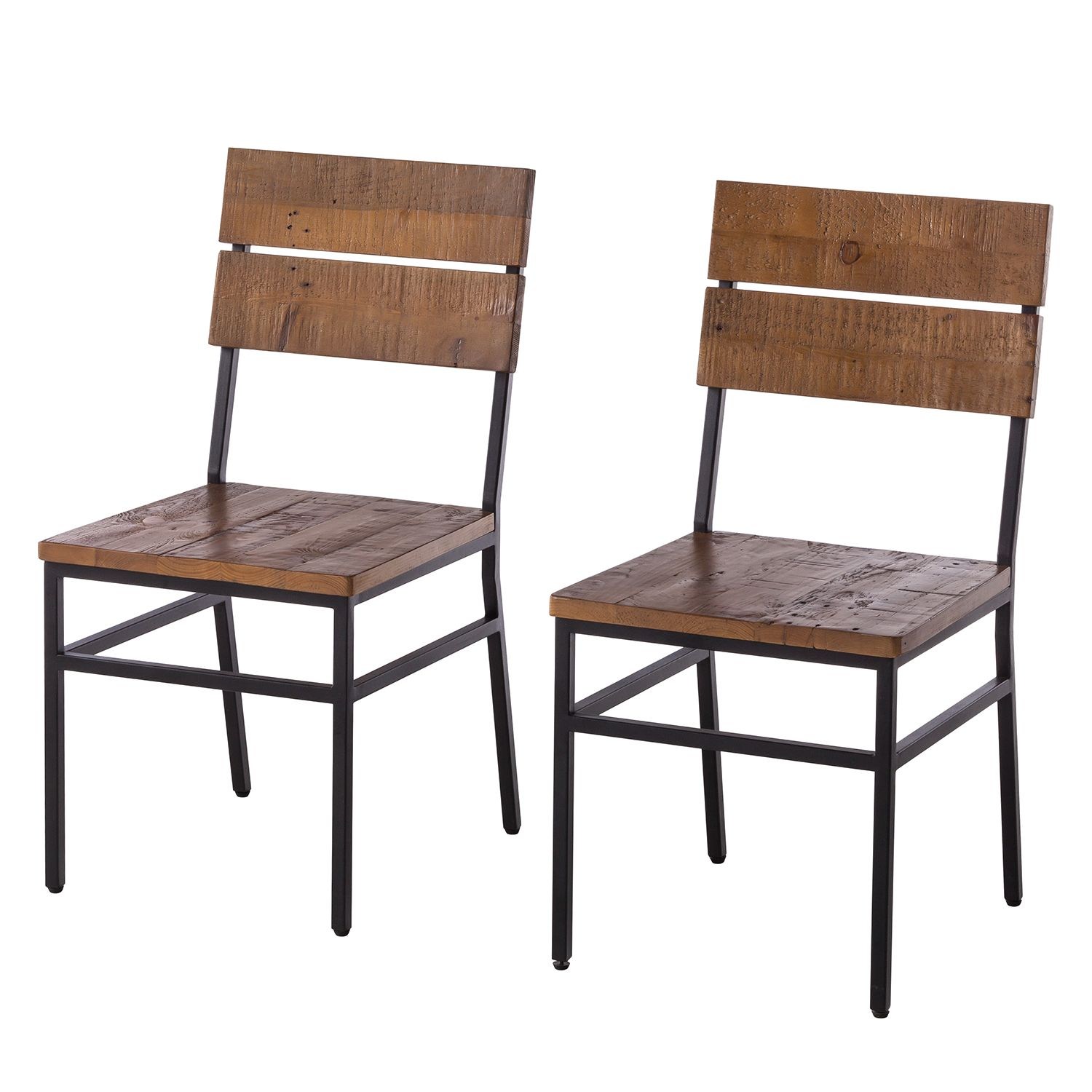 GRASBY Dining chair Blackbrown, Set of 2, Pine wood, Metal frame