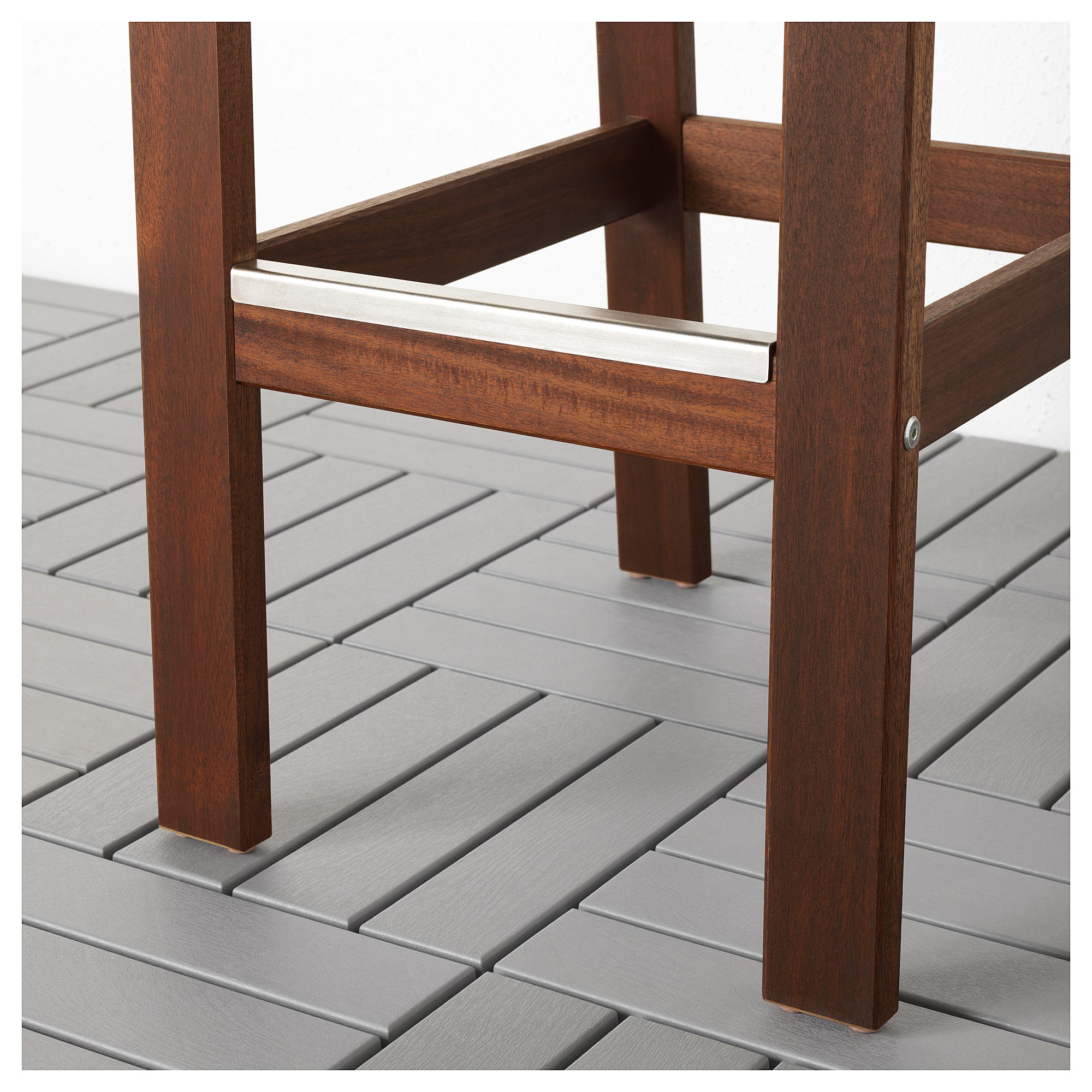 APPLARO Bar stool with backrest Outdoor, Brown stained brown Outdoor