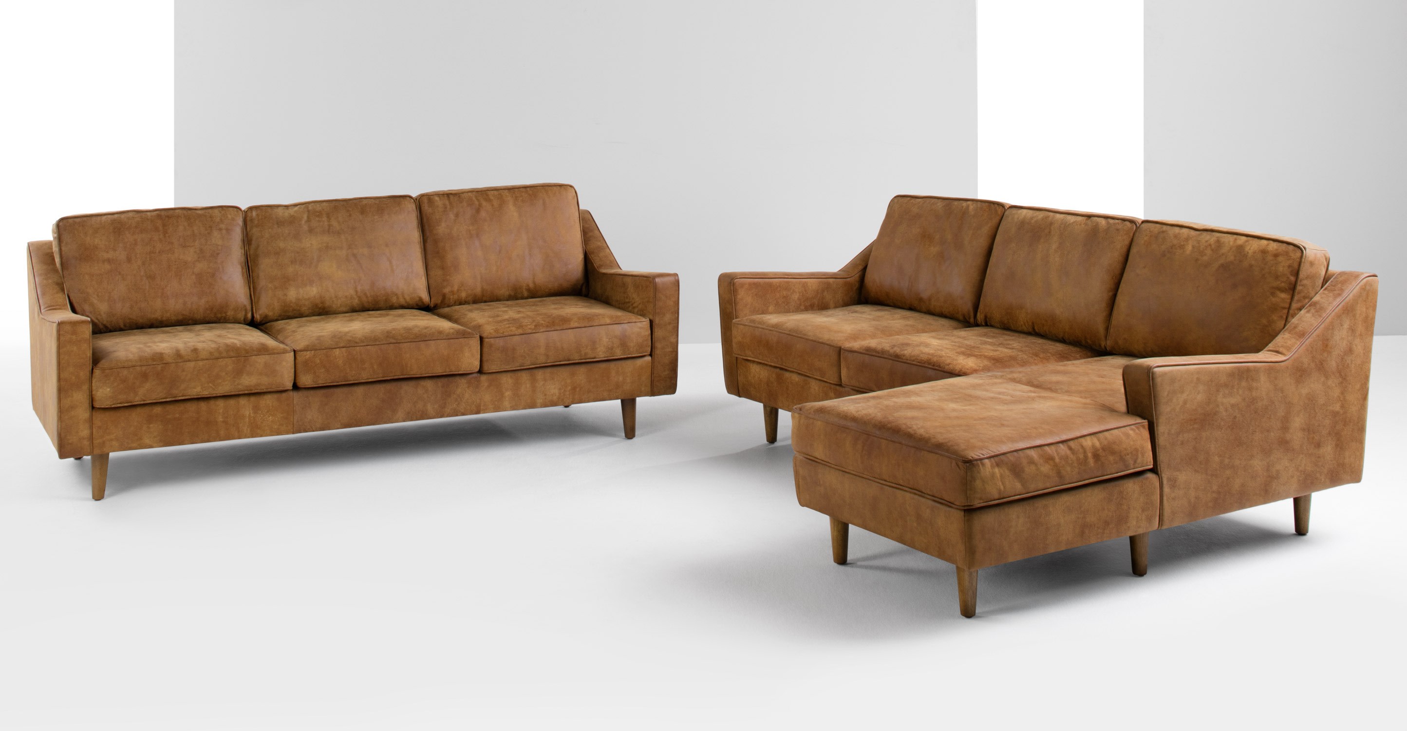 DALLAS corner sofa, premium leather Brown Leather & faux