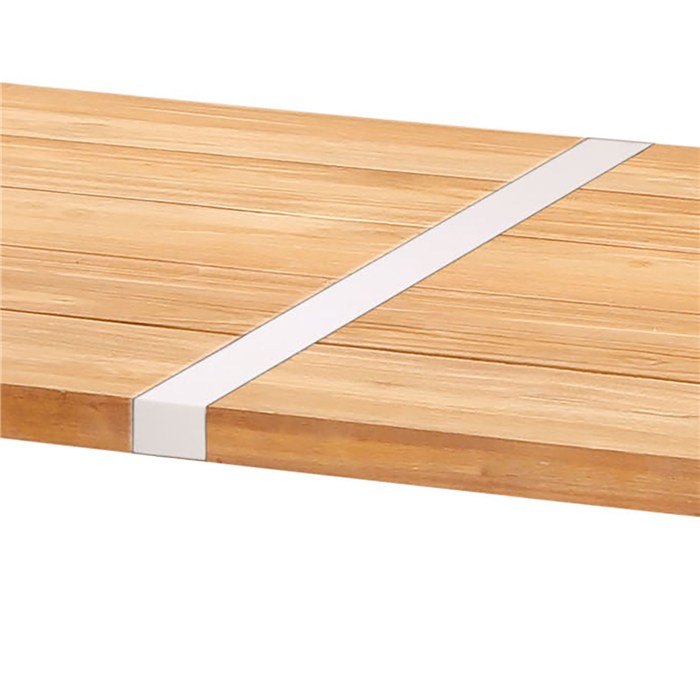 Aluminum frame in white, Teak solid wood in brown
