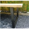 Tabletop in brown color, solid wood teak, frame U leg in black