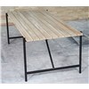 Table top in brown, solid acacia, metal frame in black