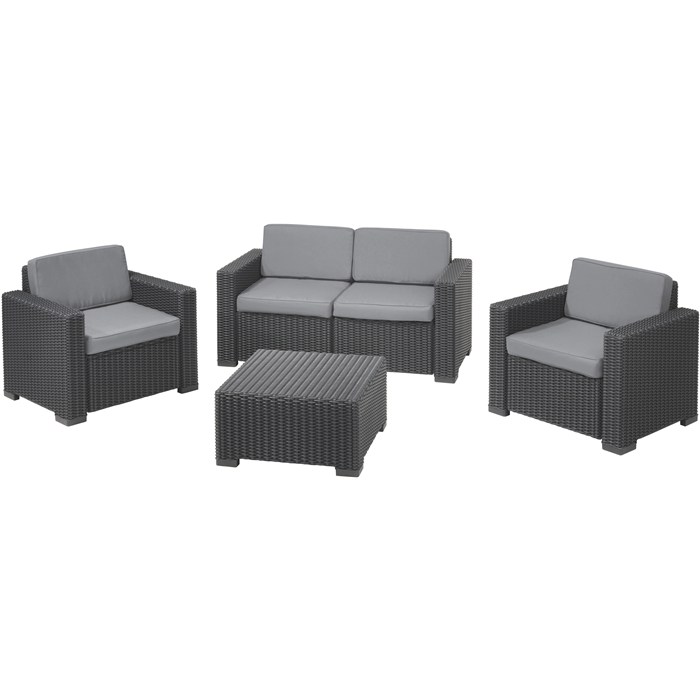Polyrattan,4 seats sofa, black