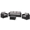 Polyrattan,5 seats sofa, black