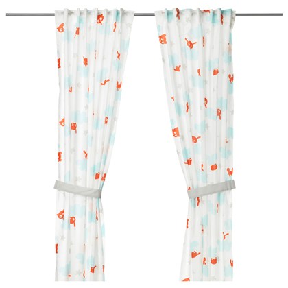 STJARNBILD curtains with tie-backs