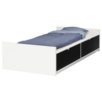 FLAXA bed frame with storage and slatted bedbase