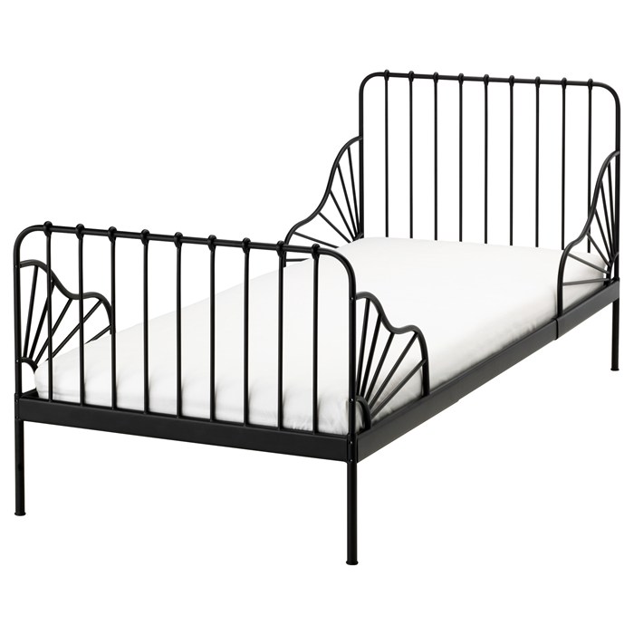 MINNEN extended bed frame with slatted bed base Black - Children's