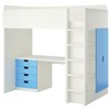 white frame - blue drawers and doors