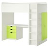 White frame - green drawers and doors