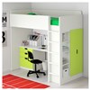 White frame - green drawers and doors