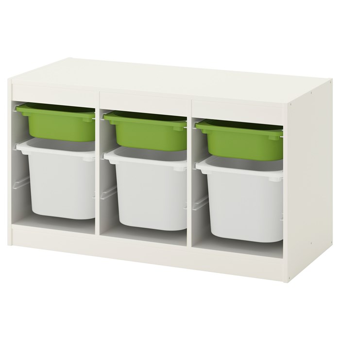 White frame - green boxes