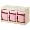 Light white stained pine - pink boxes