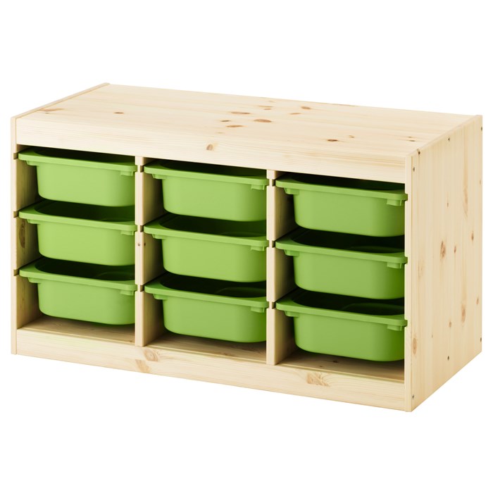 Light stained pỉne - green boxes