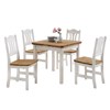 Expandable table in brown, 4 chairs in white color