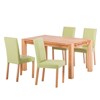 Solid beech, 1 dining table & 4 upholstered chairs