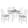 Expandable table in gray, 4 chairs in white