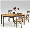 Solid pine, 1 table & 4 chair, brown natural and grey color
