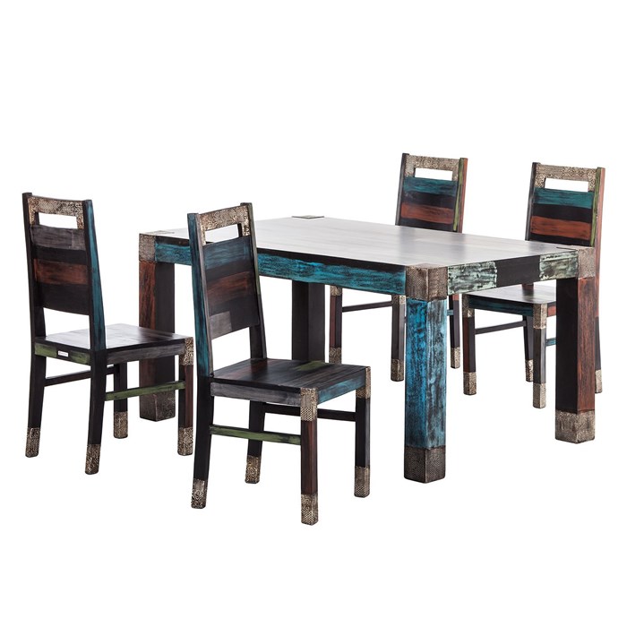 Solid wood, 1 table & 4 chairs