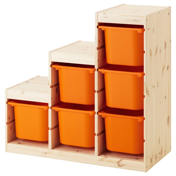 Light white stained pine - orange boxes