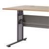 Adjustable height, tabletop in Maple brown, frame in gray