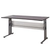 Adjustable height, tabletop in oak dark brown, frame in white