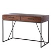 Solid wood tabletop in brown, Metal frame in black