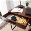 Solid wood tabletop in brown, Metal frame in black