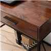 Solid wood tabletop in brown, Metal frame in black