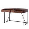 Solid wood tabletop in brown, Metal frame in black