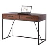 Solid wood tabletop in brown, Metal frame in black