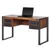 With 4 drawers, Solid wood tabletop in brown, Metal frame in black