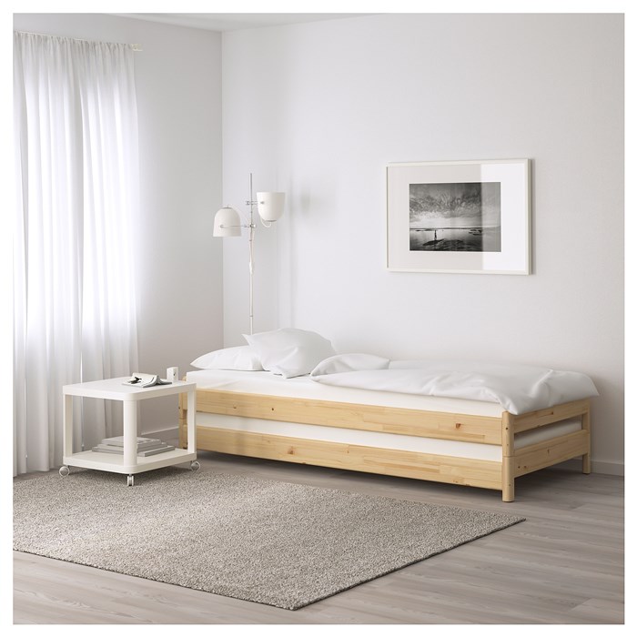 Utaker Stackable Bed Brown Natural, Ikea Pine Twin Bed Frame