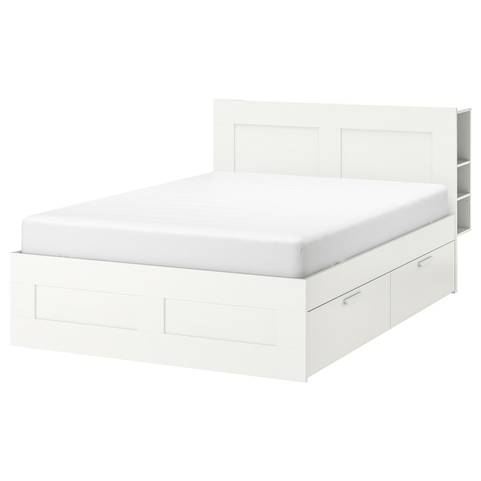 Brimnes Bed Frame With Storage, White Headboard And Bed Frame Queen