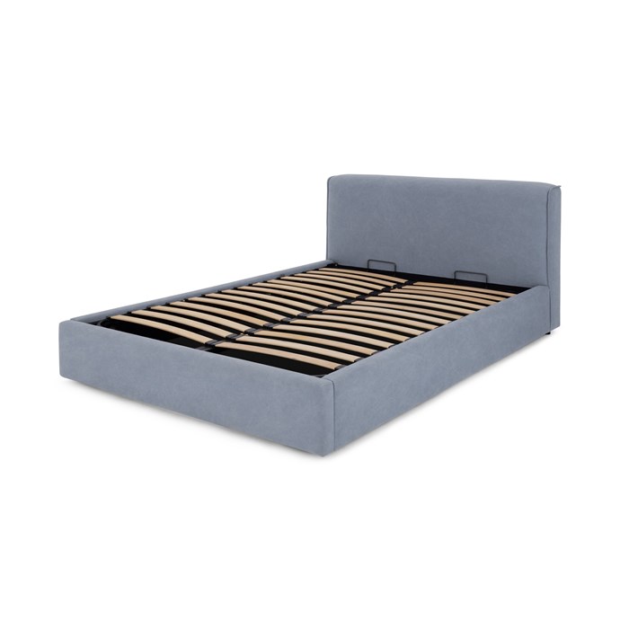 Bahra Double Ottoman Storage Bed, Washed Blue Cotton