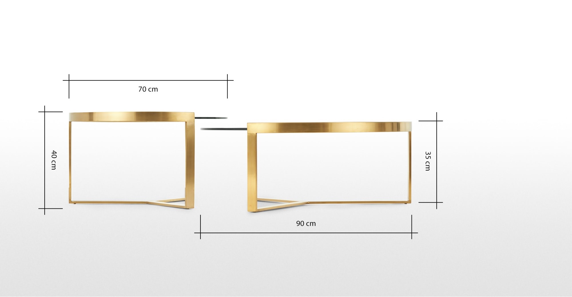 AULA Nesting Coffee Table Brushed Copper and Green Glass Coffee