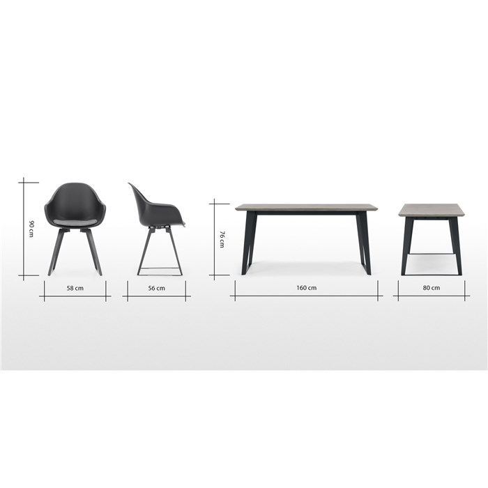 4 Seat Dining Table and 4 Chair set, Concrete Resin Top