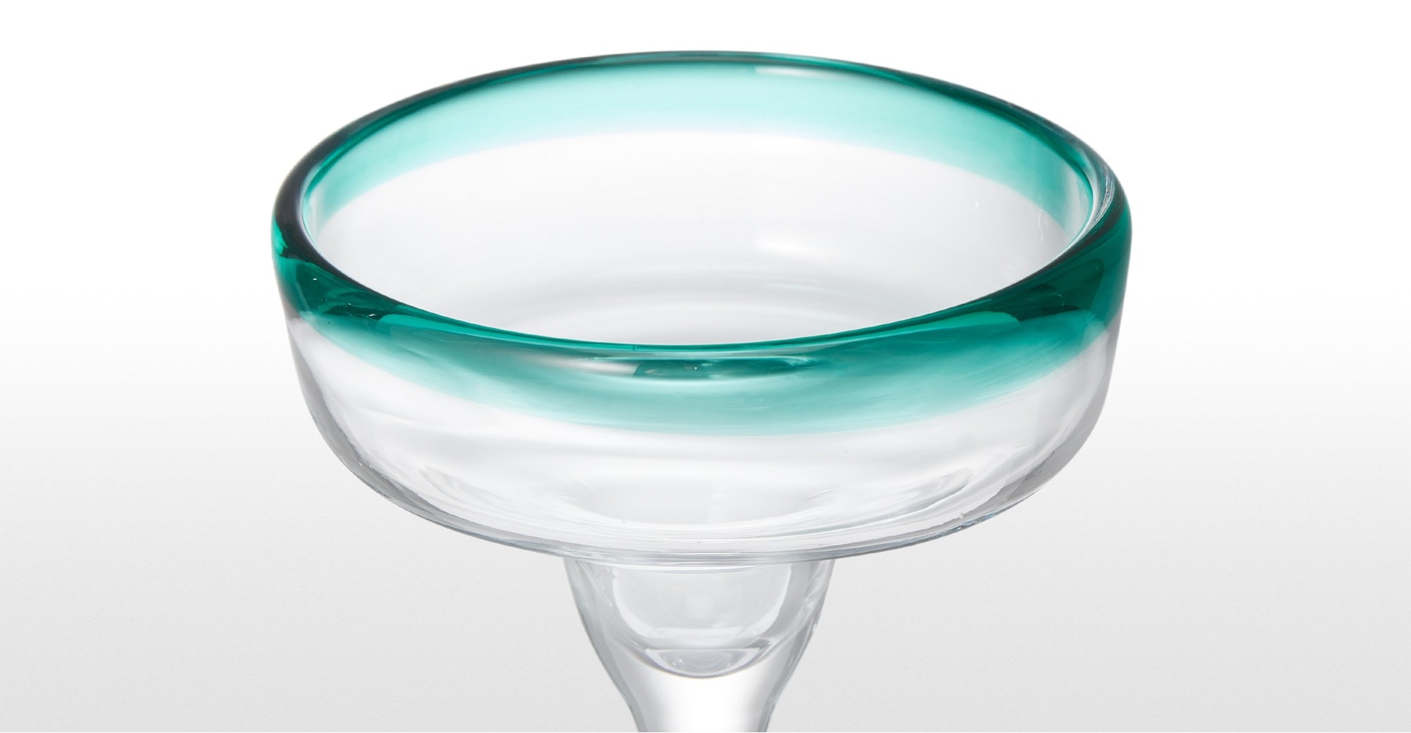 KAZAN set of 4 green rim margarita glasses Greenclear Glassware & pitchers Furniture