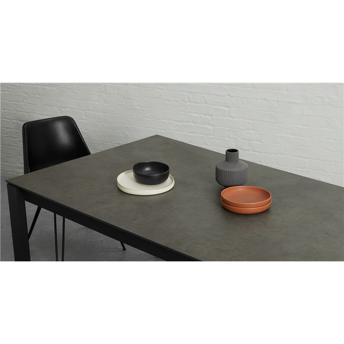 6 Seat Dining Table, Concrete and Black