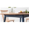 4-6 Seat Oval Extending Dining Table, Oak and Slate Blue