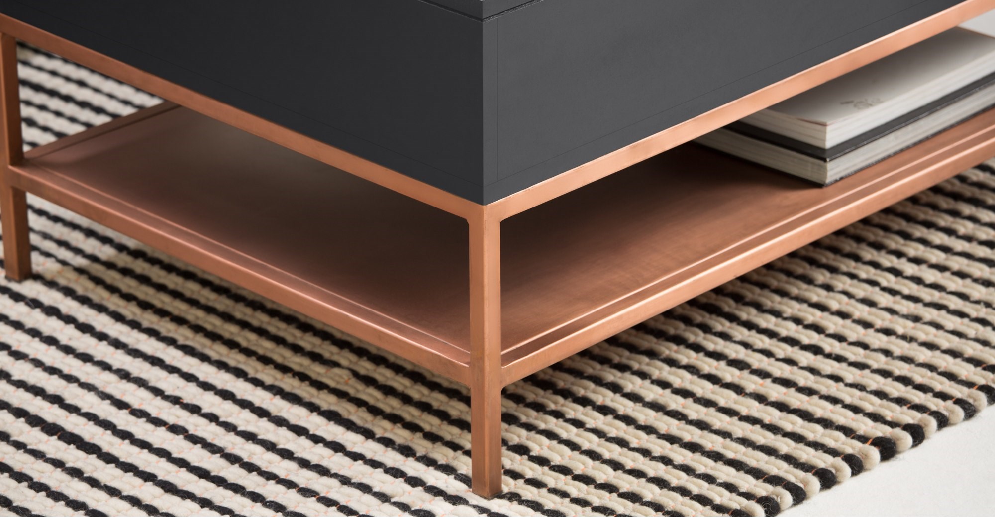 LOMOND Lift Top Coffee Table with Storage Grey and Copper Coffee