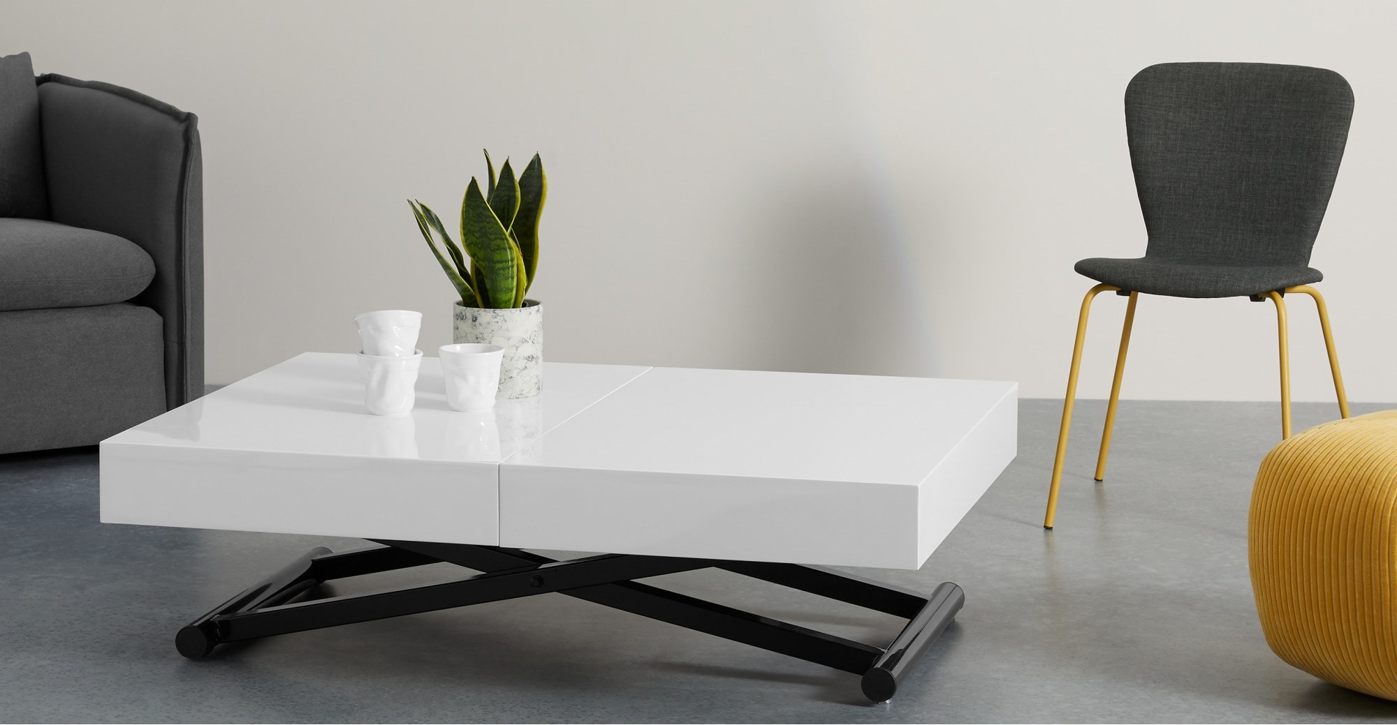 RHYS Dining Into Coffee Table Expandable White Coffee & side tables