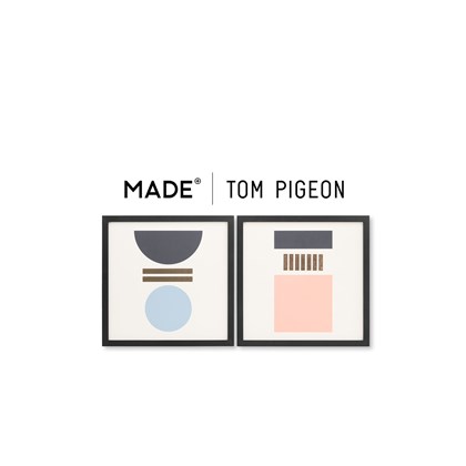 ASSEMBLY by Tom Pigeon Set of 2 Framed Wall Art Prints 40 x 40cm