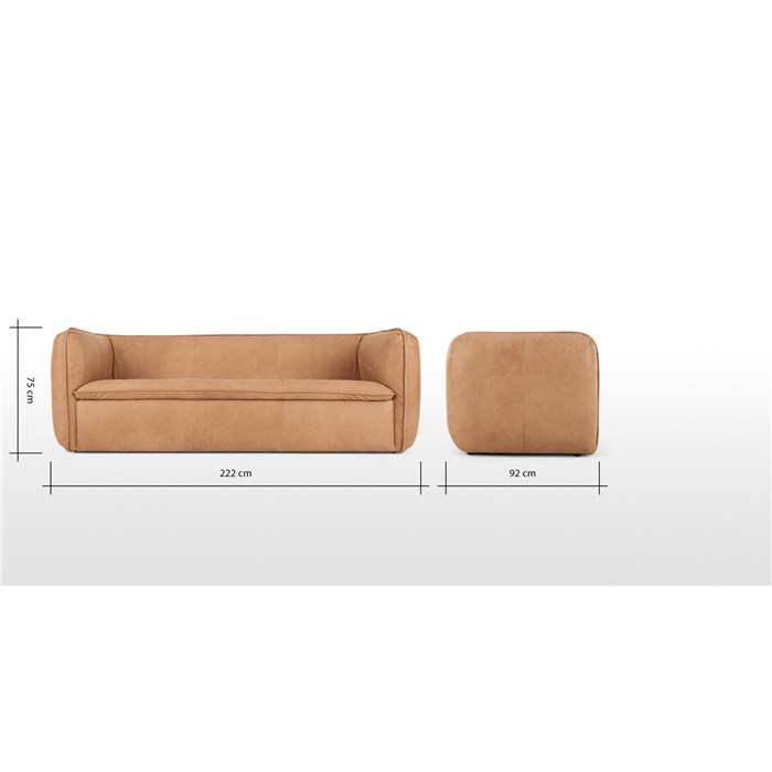 3 Seater Sofa, Tan Leather