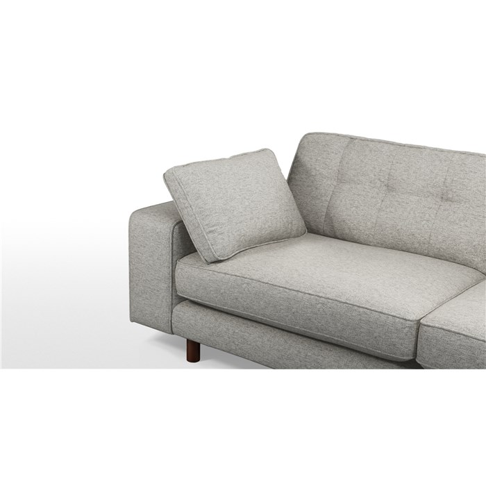 2 Seater Sofa, Textured Weave Grey, Dark Wood Leg