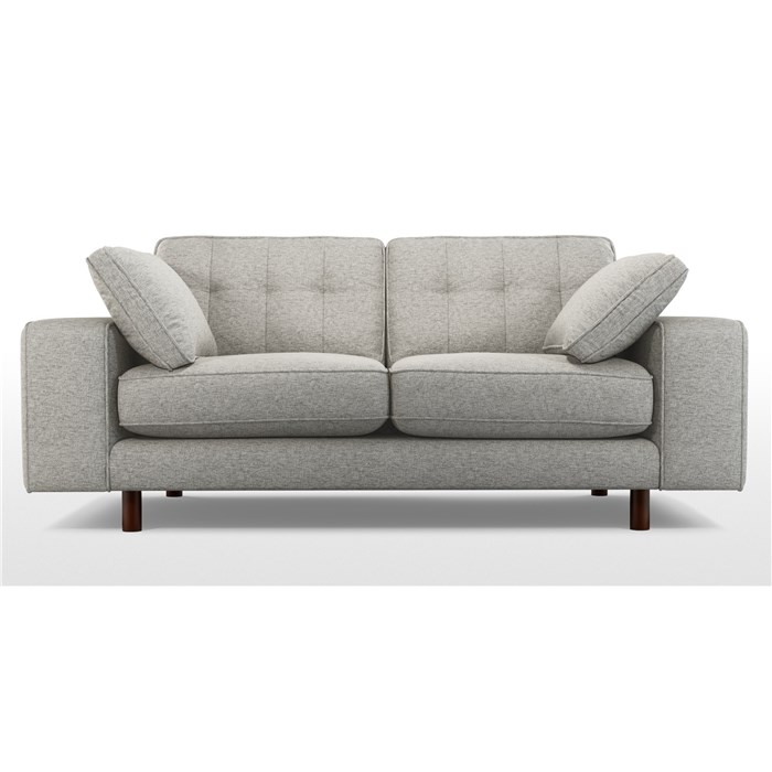 2 Seater Sofa, Textured Weave Grey, Dark Wood Leg