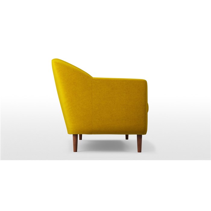 2 Seater Sofa, Saffron Yellow Velvet with Dark Wood Legs
