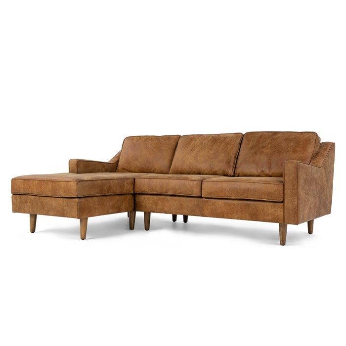 Left Hand Facing Chaise Outback Tan Premium Leather