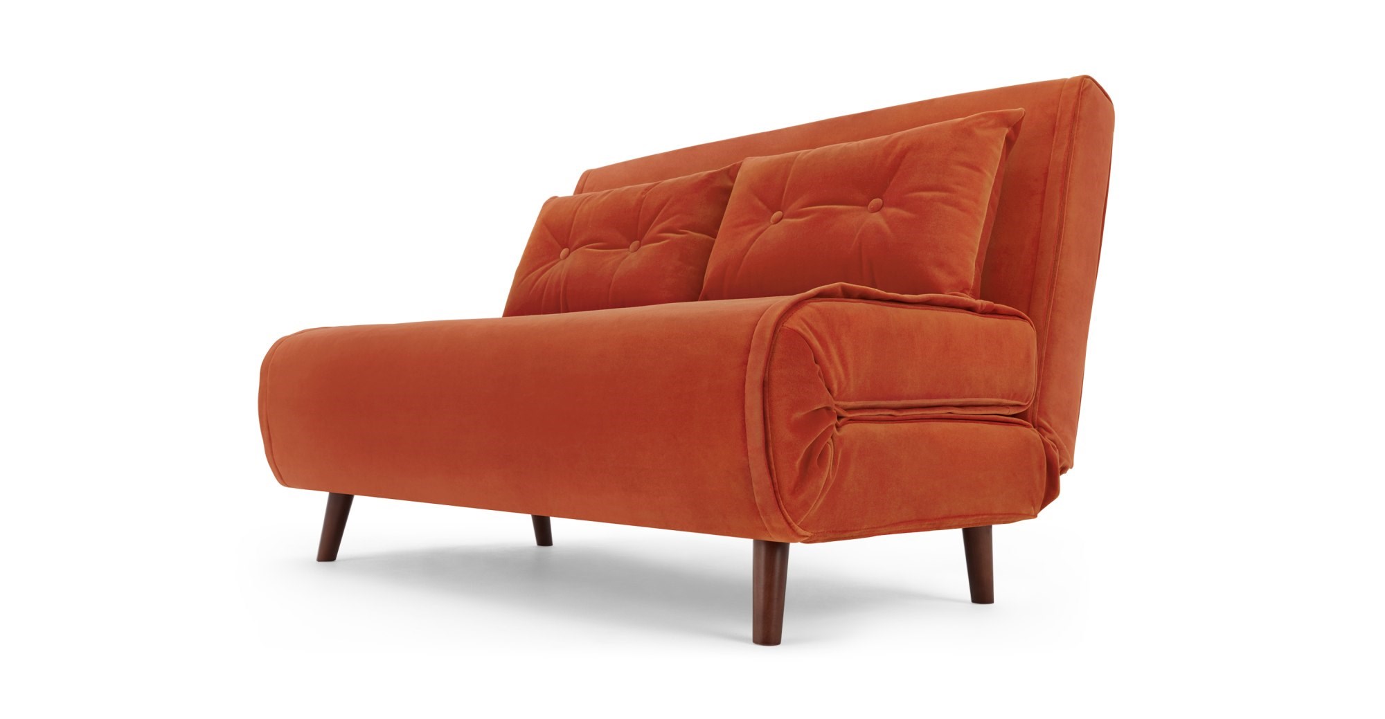 haru single sofa bed flame orange velvet